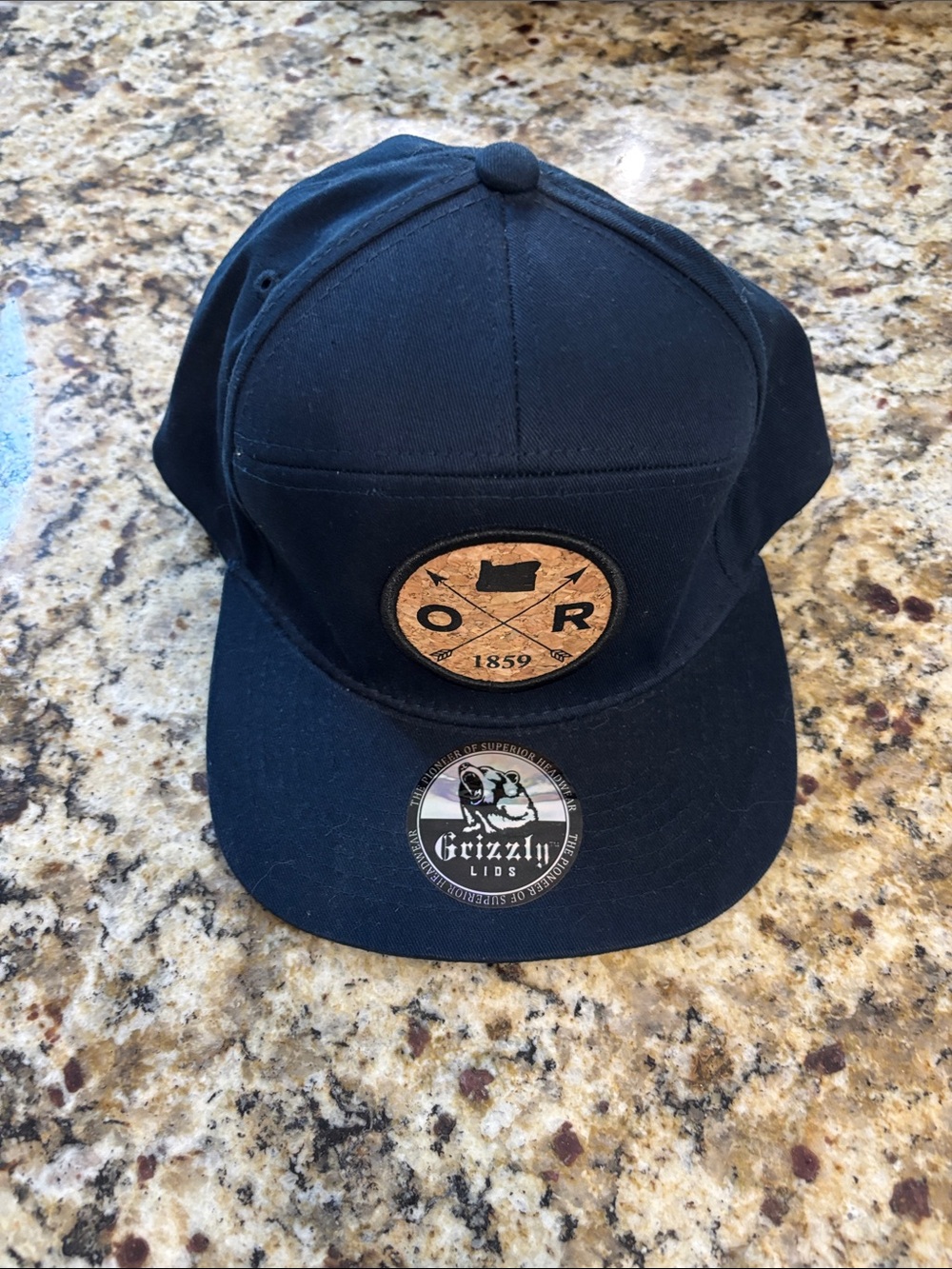 Navy Men's Snapback Hat with Cork Patch